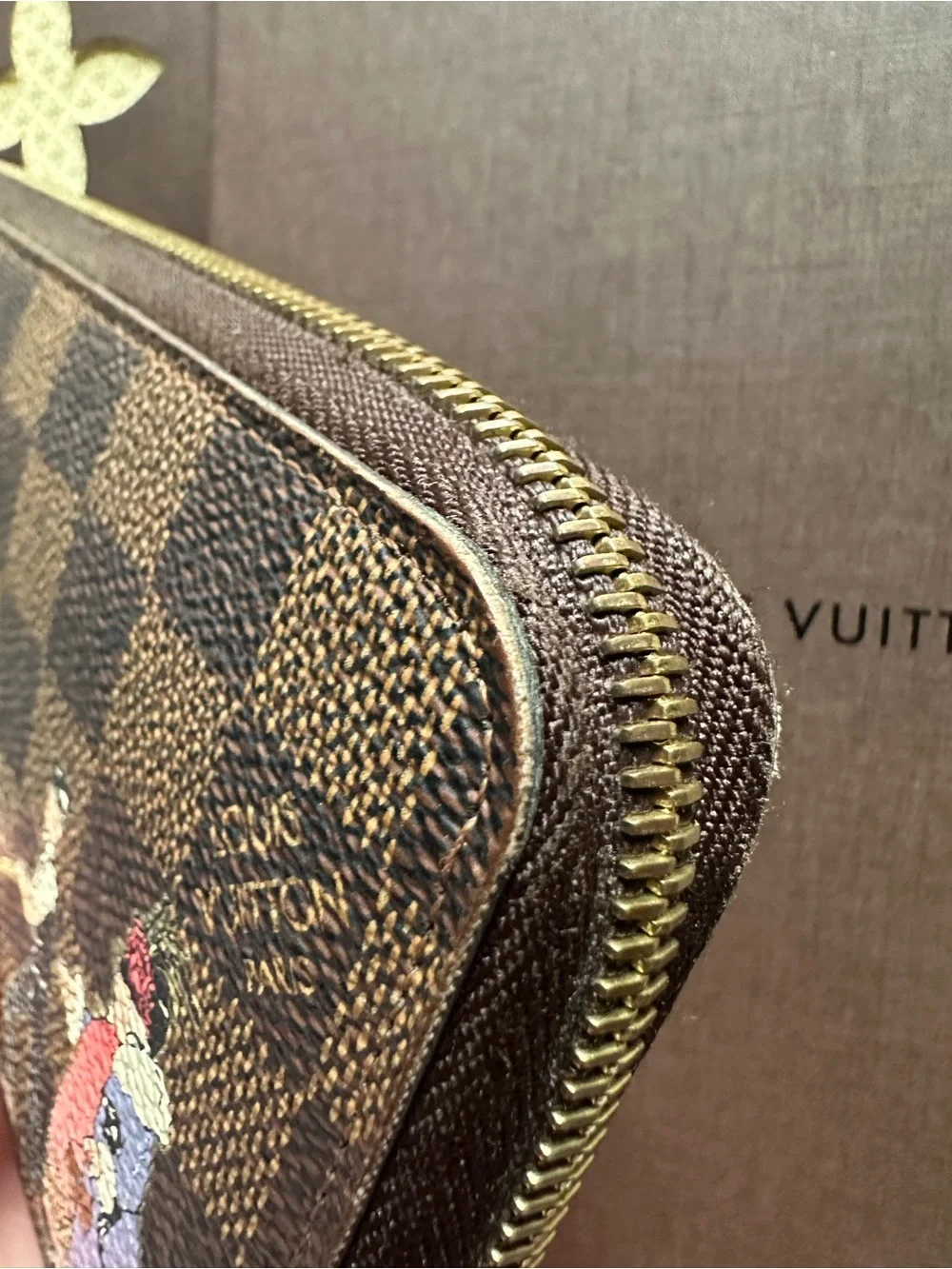 Louis Vuitton Damier Ebene Evasion Zippy Wallet Limited Edition Purple Full Set